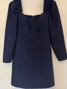 NEW Lilly Pulitzer Romper Sz 10 Ivanna Long Sleeve Navy Caliente Pucker Jacquard